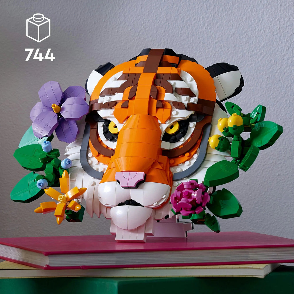 Wandbild LEGO Fauna Collection – Tiger mit Pflanzenmotiv