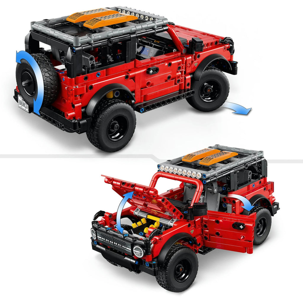 Roter LEGO Bronco mit schwarzen Details & Technikfunktionen