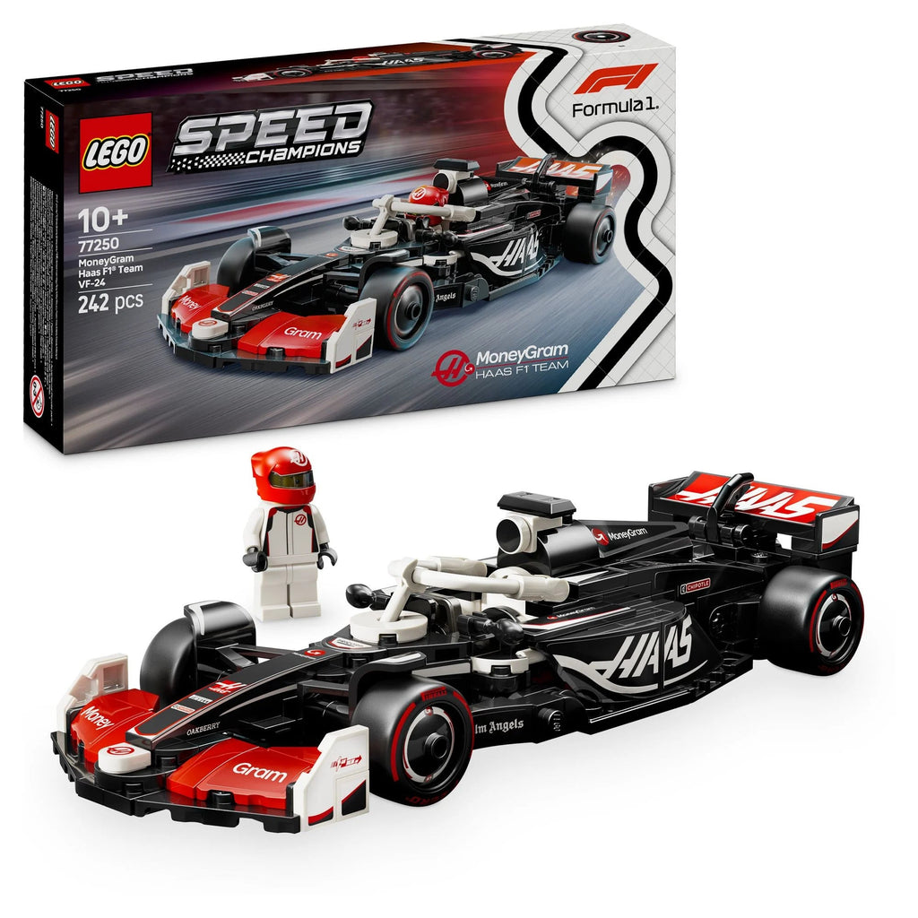 LEGO 77250 Haas VF-24 F1 Rennauto mit Rennfahrer-Minifigur und Cockpit
