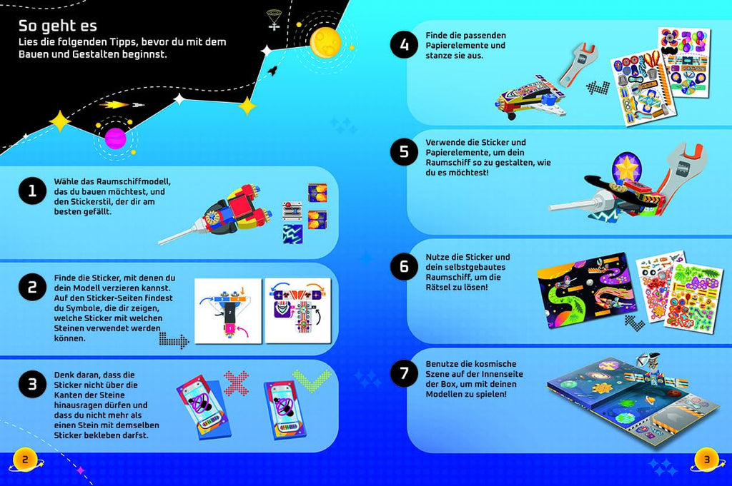 Raketen Spielset LEGO Steine Sticker und Rätselbuch ab 6