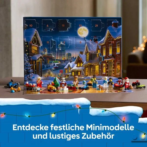 Ausgeklappte Spielmatte mit Weihnachtsfeierkulisse
