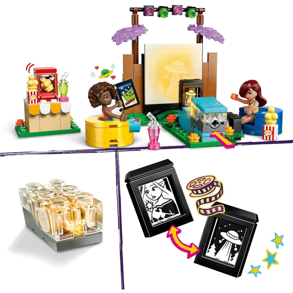 LEGO Friends 42642 Filmabend mit Freunden – Gartenkino mit Figuren & Popcorn