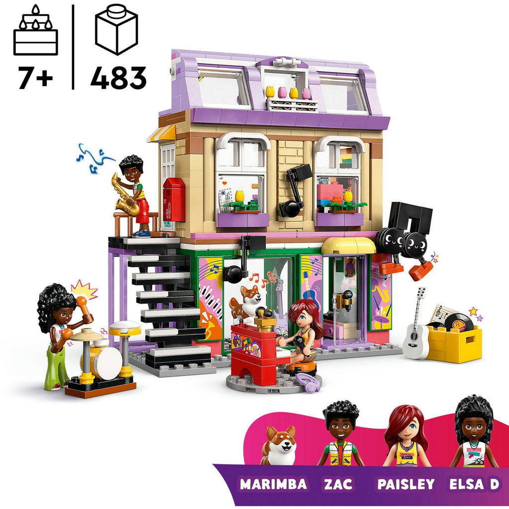 LEGO Friends 42653 Musikladen & Wohnung mit Figuren, Corgi & Instrumenten