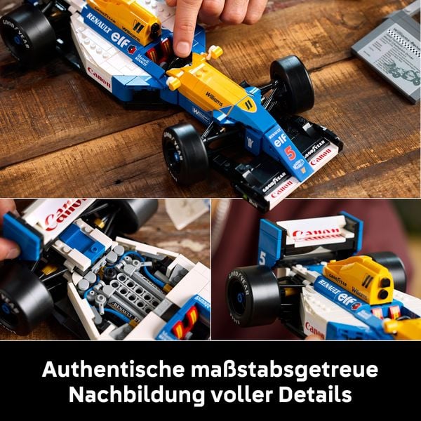 LEGO F1 Racing Modellauto mit Ständer, Podest und Motorsportdetails
