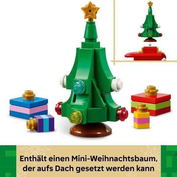 LEGO Weihnachtsauto zum Aufklappen mit versteckten Geschenken und festlichen Details
