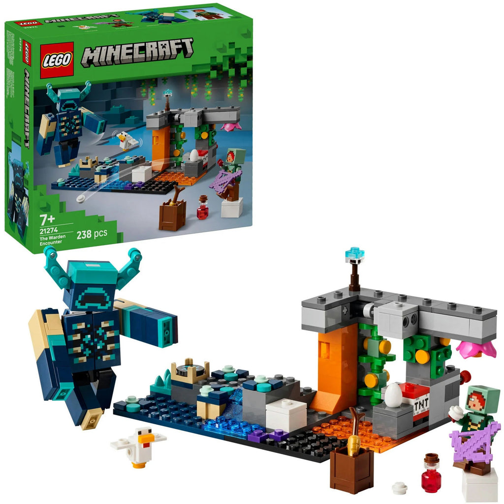 LEGO Minecraft 21274 Begegnung mit dem Wächter – Set mit Figuren & Actionfunktionen