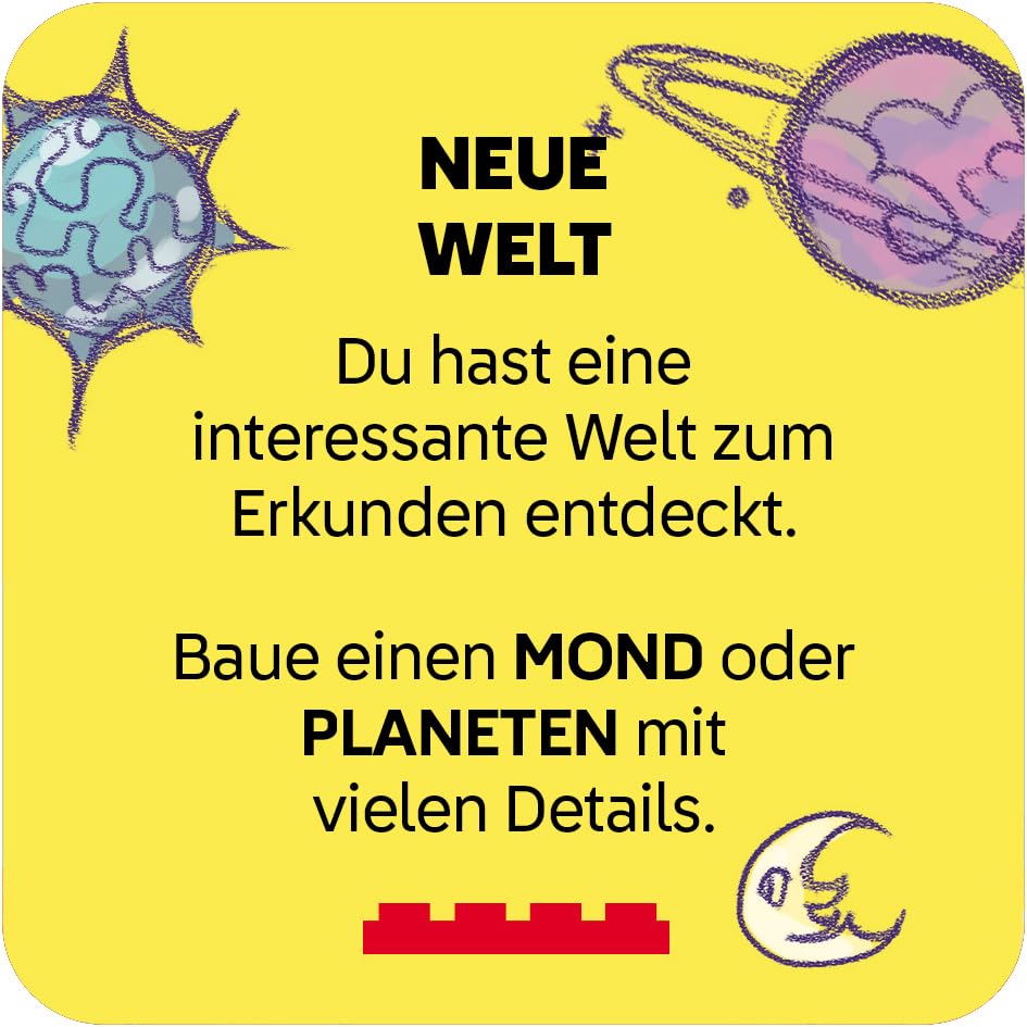 Kreatives LEGO Kartenspiel mit Weltraum Aufgaben
