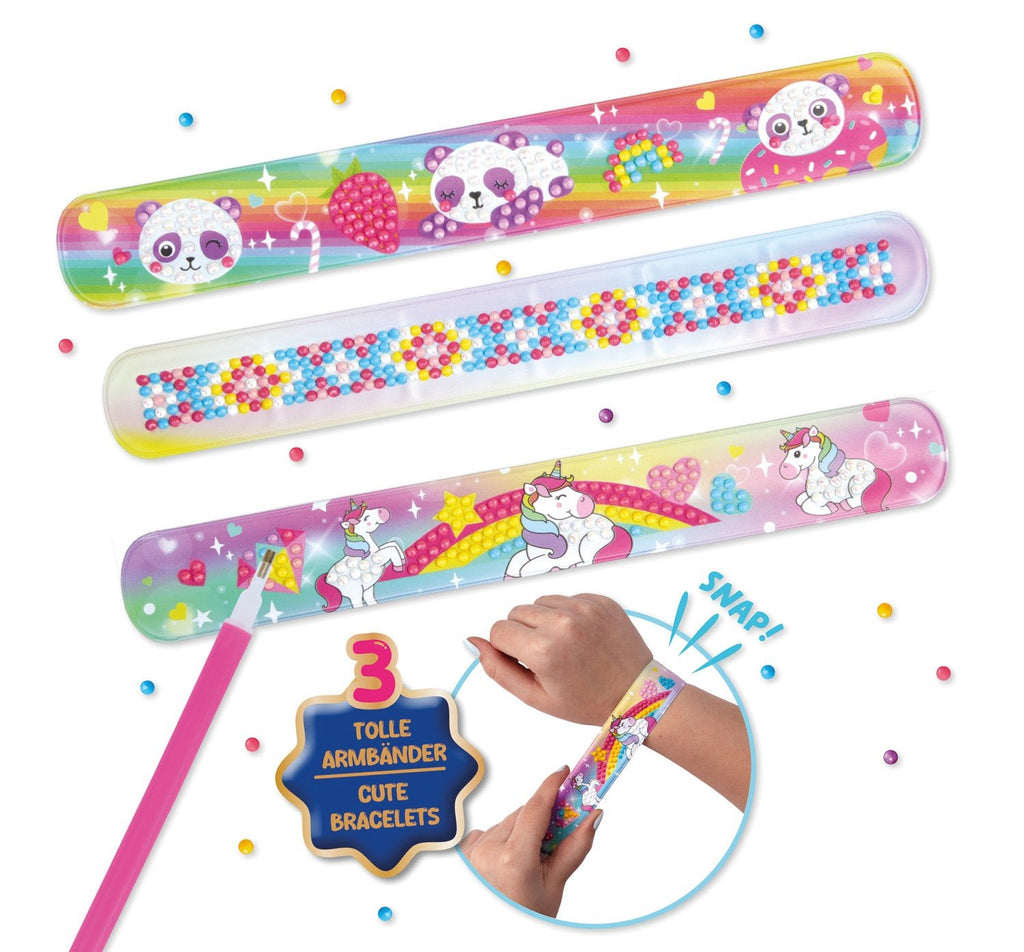 LENA Diamond Art Snap Armbänder mit Einhornmotiven Bastelset ab 6 Jahren