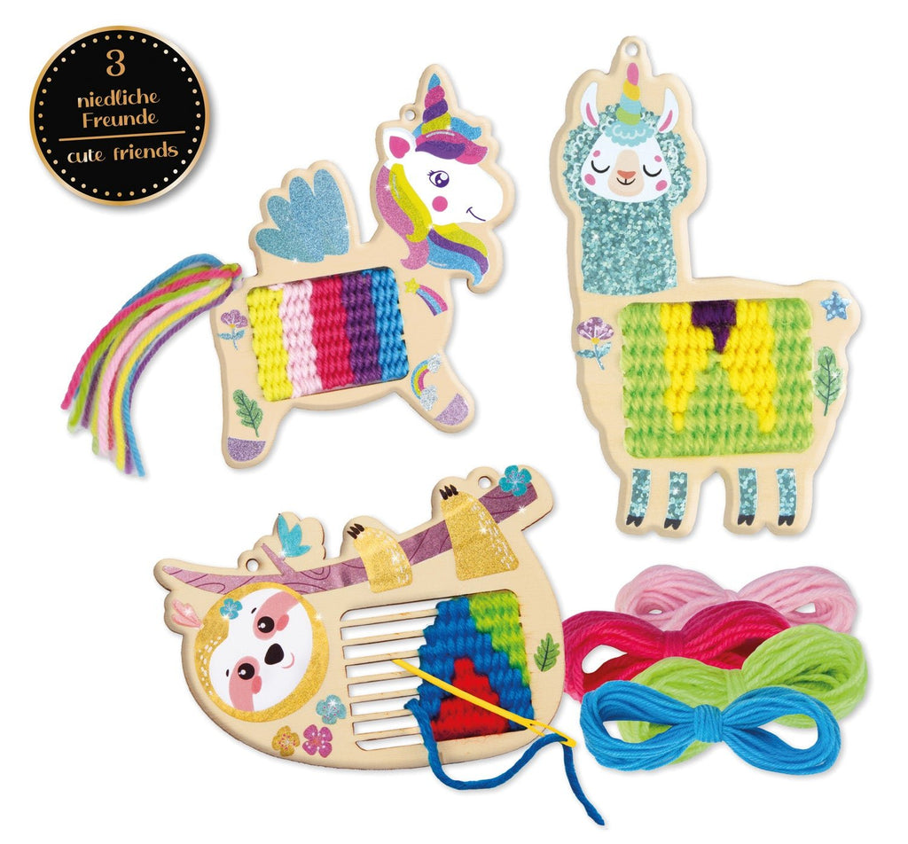 Mini Webrahmen Einhorn Faultier Lama Set LENA Kinder
