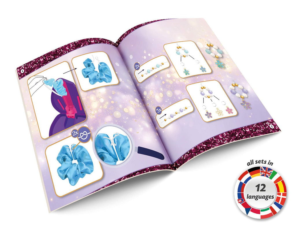 DIY Scrunchies Set von LENA mit elastischem Stoff Nähmaterial und Aufbewahrungsbox für kreative Kinder
