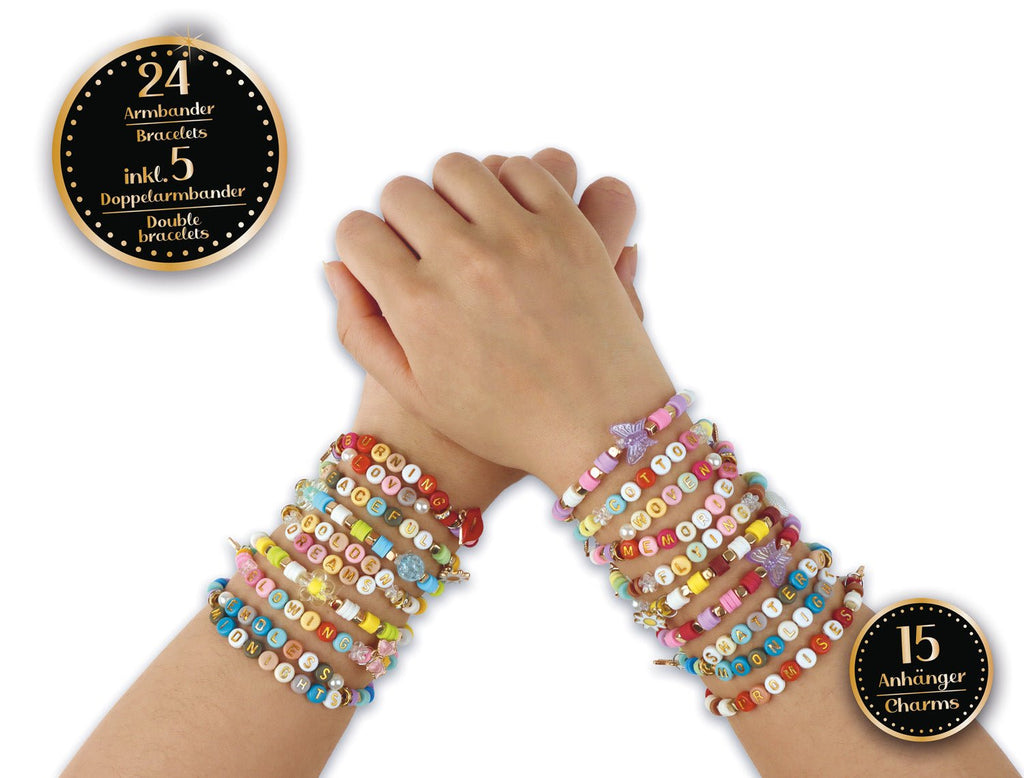 Freundschaftsarmbänder Set mit Perlen, Anhängern und Buchstaben von LENA
