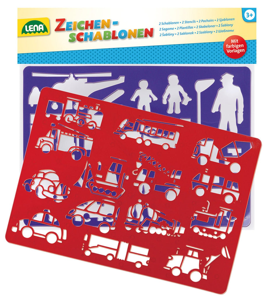 LENA® Zeichenschablonen Fahrzeuge und Menschen - Simm Spielwaren