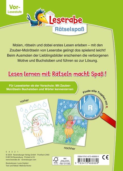 Leserabe Rätselspaß Zauber - Malrätsel zum Lesenlernen: Feen - Ravensburger