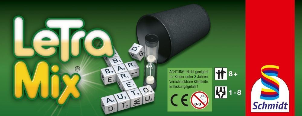 Letra-Mix Wortspiel mit Buchstabenwürfeln für 1 bis 8 Spieler