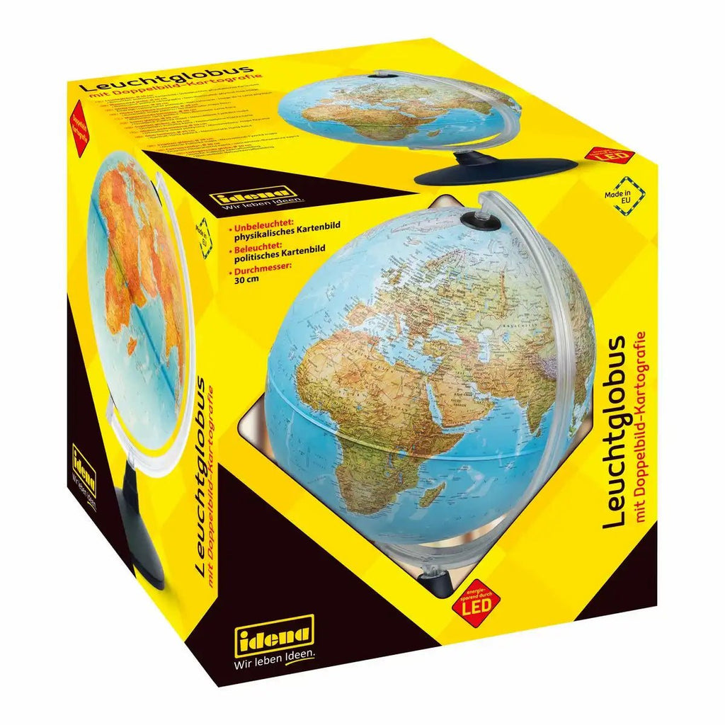 Leuchtglobus mit physischer und politischer Karte 30 cm Idena
