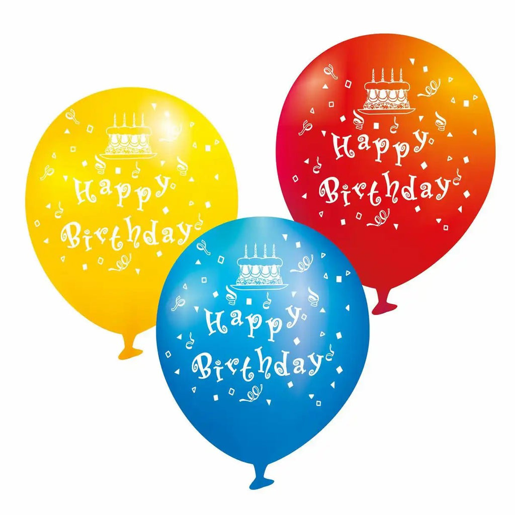 Happy Birthday Luftballons Gelb Blau Rot 6 Stück