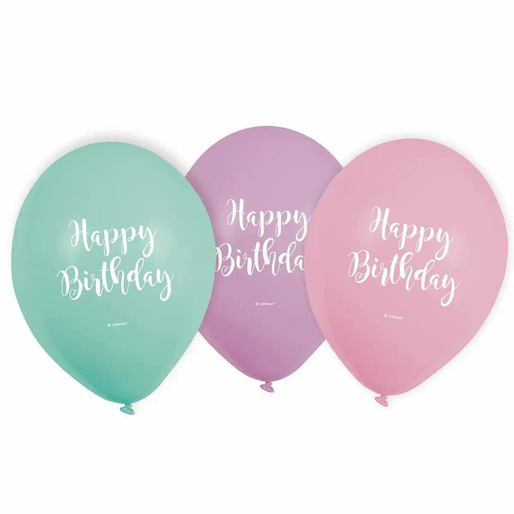 Luftballons Happy Birthday Pastell 6 Stück Ø22,8cm