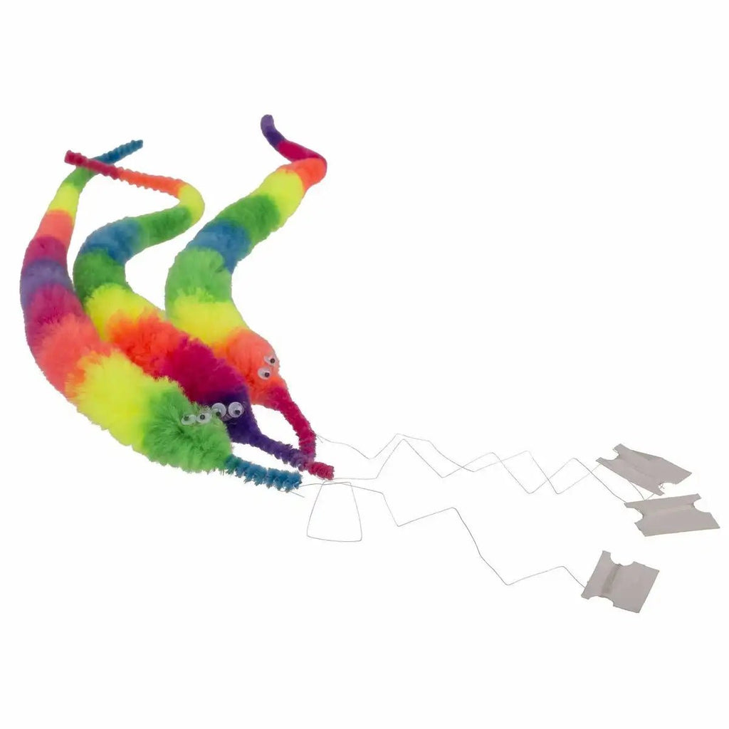 Regenbogen-Zauberwurm 22 cm beweglich mit Nylonfaden