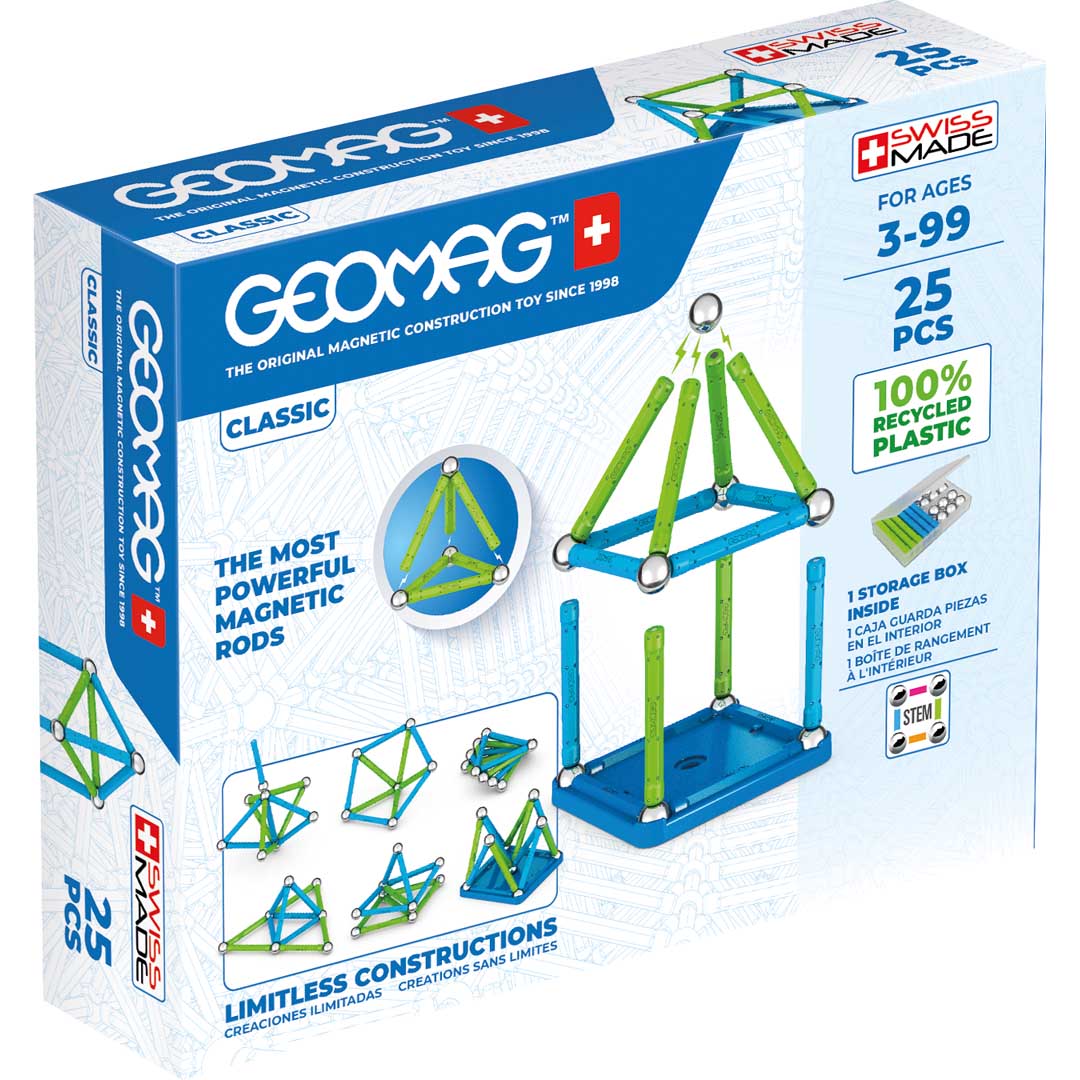 geomag aufbewahrung Geomag Classic Recycled – Magnetisches Bausystem, 25 Teile