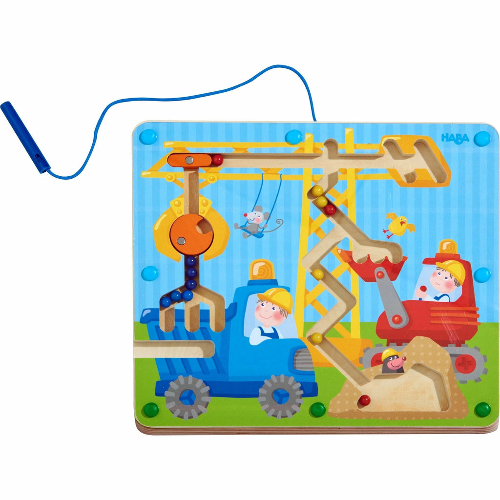 HABA Magnetspiel Auf der Baustelle mit Magnetstift – Motorikspiel ab 2 Jahren
