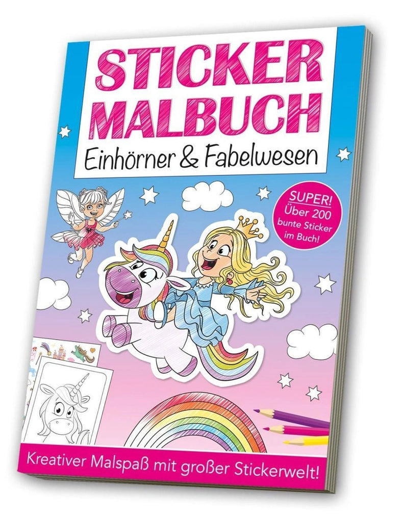 Mal und Stickerbuch Einhörner und Fabelwesen - Idena