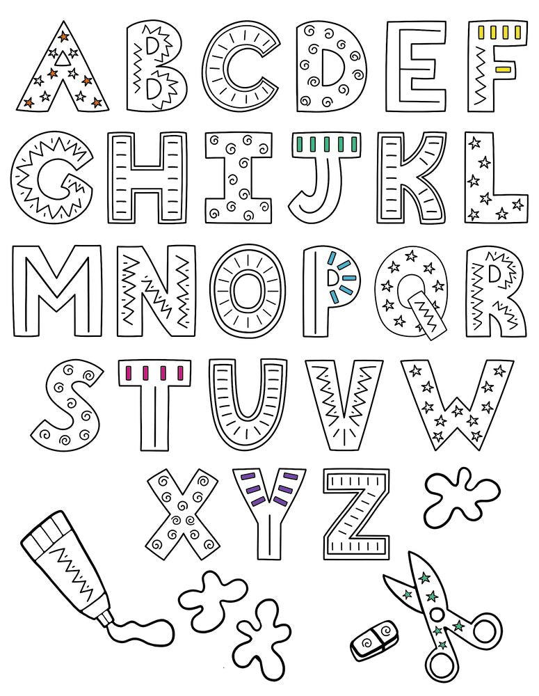 Ausmalblock Buchstaben Zahlen Mandalas mit Stickerbogen