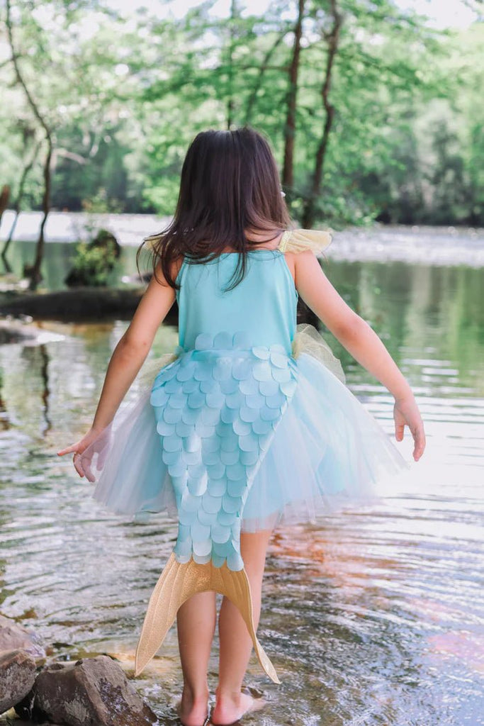 Kinder Meerjungfrauenkleid Tüllrock Flosse Schimmer 5–6 Jahre