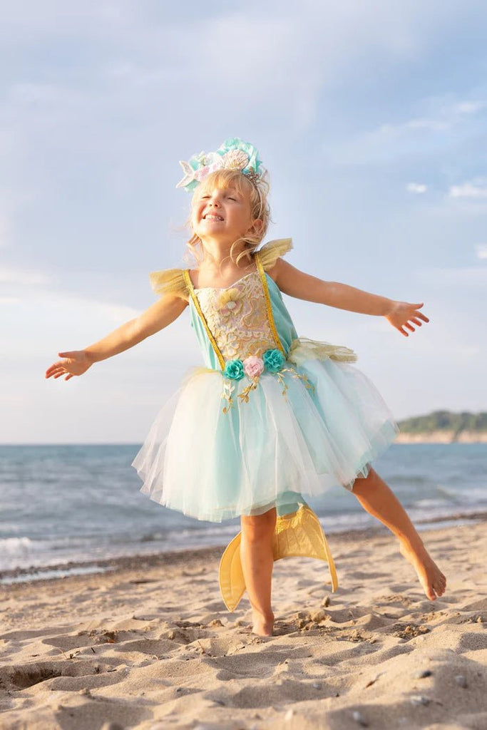 Kinderkostüm Meerjungfrau Kleid mit Flosse bunt 5–6 Jahre