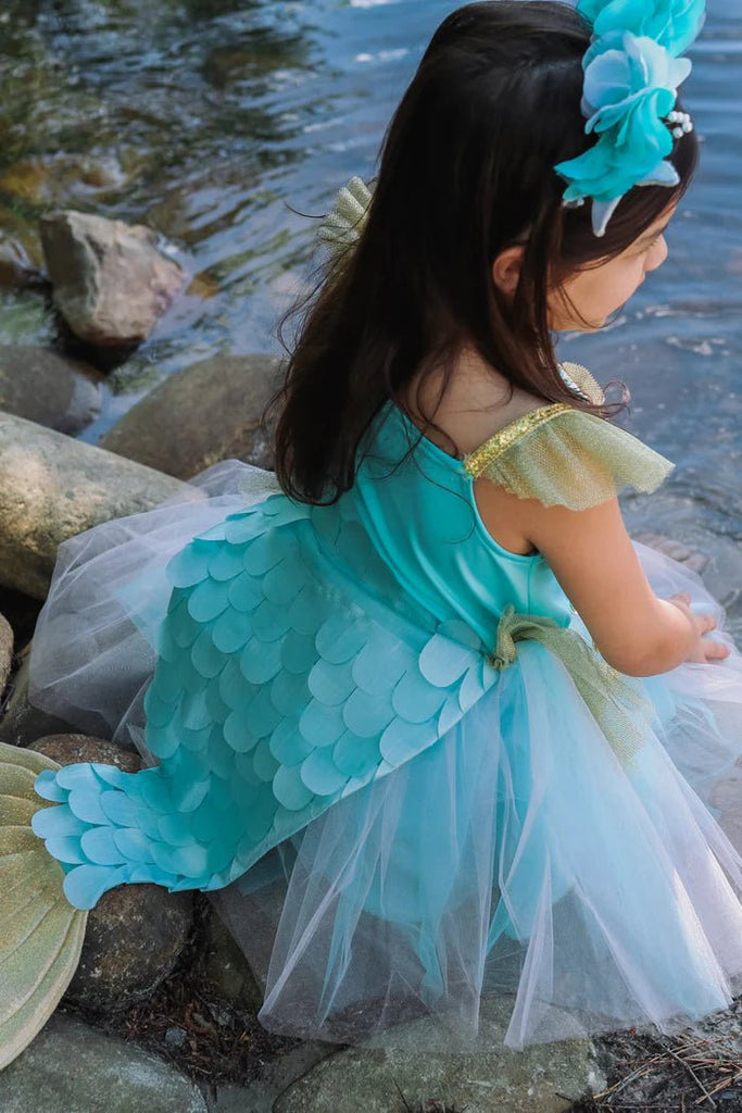 Kinder Meerjungfrauenkleid Tüllrock Flosse Schimmer 5–6 Jahre
