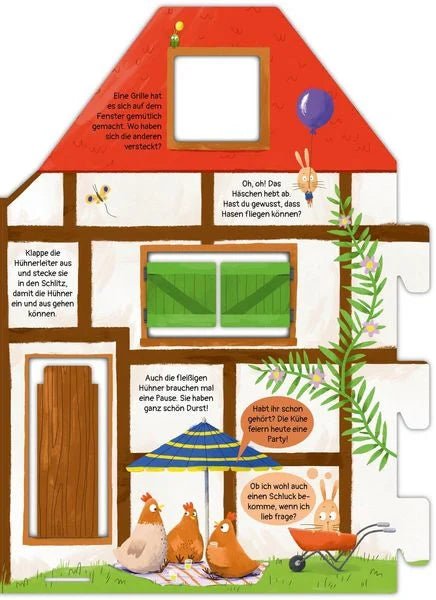 Interaktives Mitmachbuch Bauernhof mit Tieren und Leiter
