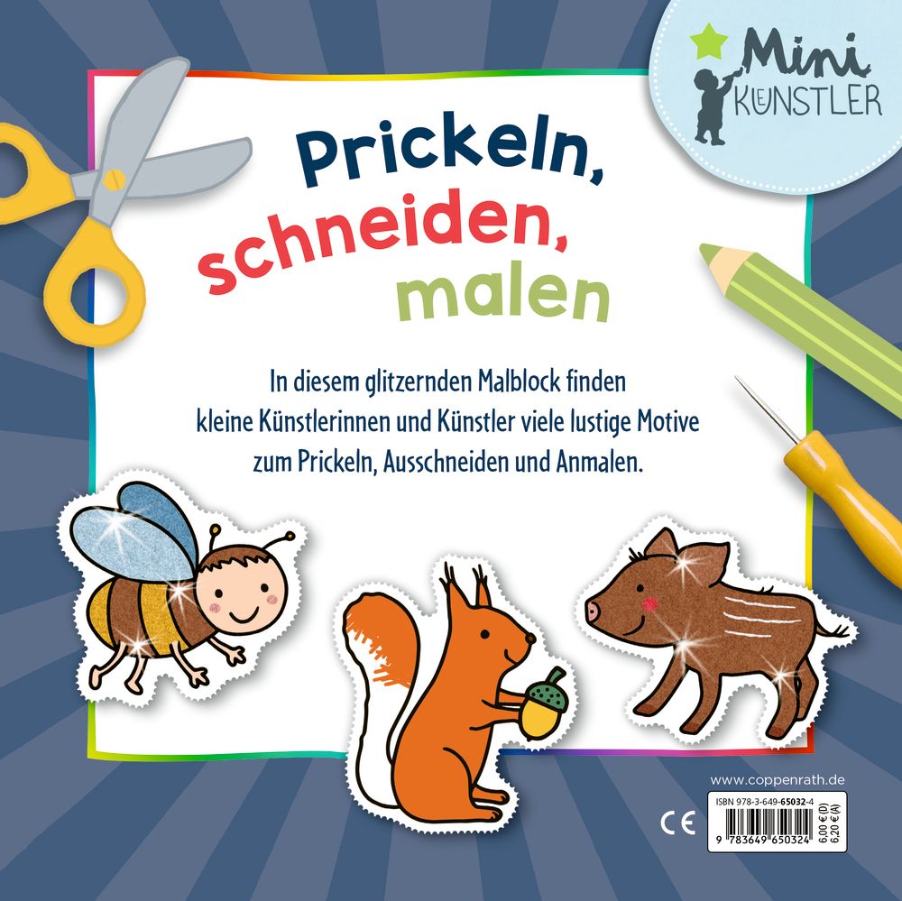 Glitzer Bastelbuch Kinder ab 4 – Wald Motivblock 32 Bilder