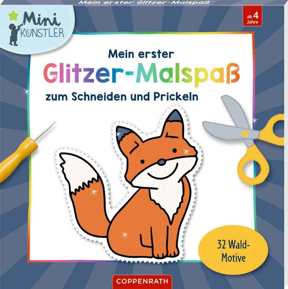 Glitzer Bastelblock Waldmotive ab 4 Jahren – Ausschneiden Prickeln