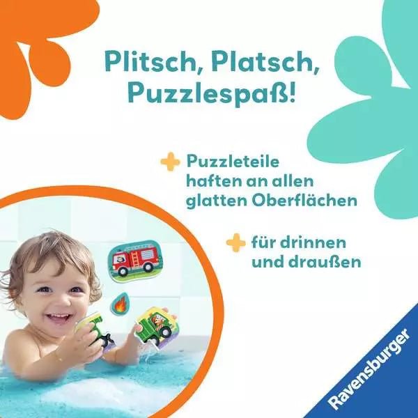 Mein erstes Badepuzzle – Fahrzeuge schwimmen & haften
