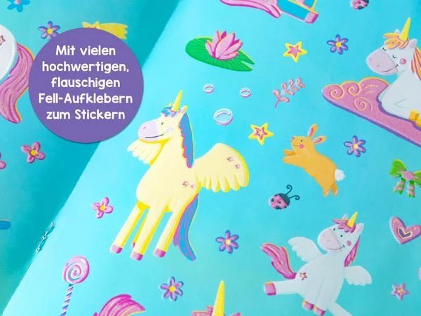 Kinder-Stickerheft mit weichen Aufklebern und Einhörnern
