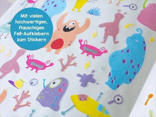 Kinder-Stickerbuch mit über 450 flauschigen Monsterstickern
