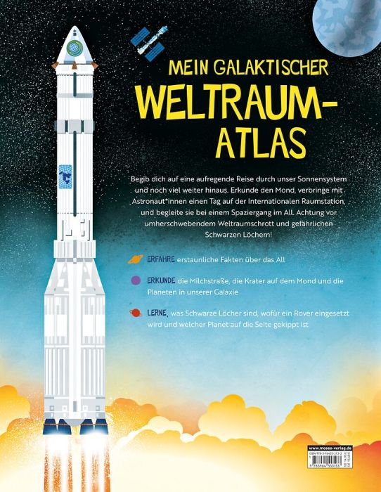 Galaktischer Kinderatlas mit bunten Illustrationen und Fakten