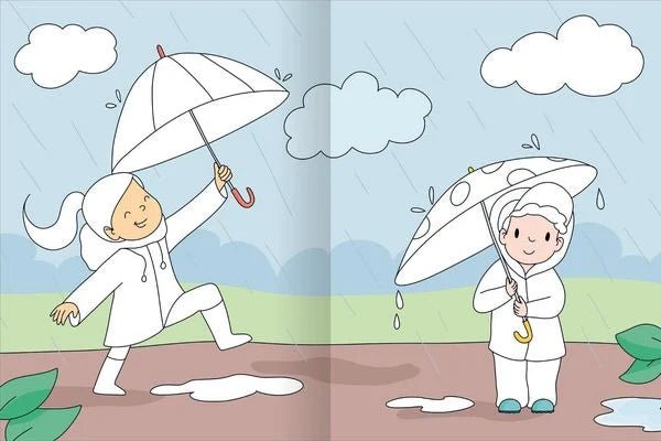 Ausmalbuch Herbst mit Eichhörnchen und Igel im Laub
