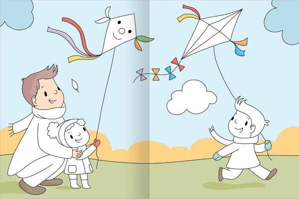 Kinder-Malbuch Herbst mit bunten Hintergründen
