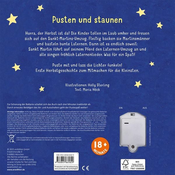 Herbstliches Pappbilderbuch mit Sankt-Martins-Motiv Rückseite