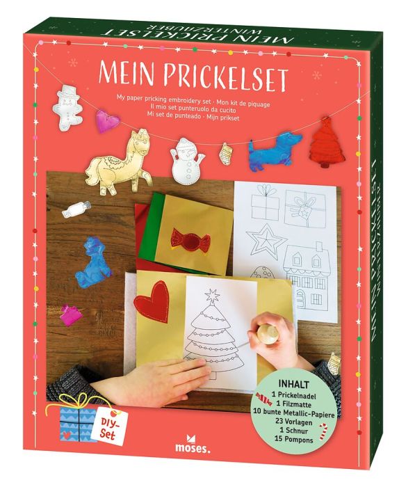 Prickel‑Set Winterzauber Metallic Schnee Schnee­mann Kinder basteln

