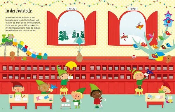 Weihnachts Stickerbuch mit Wichteln und Rentieren für Kinder
