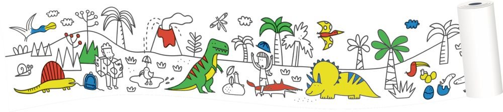 Mini-Künstler Malset Dinosaurier mit Buntstiften 5m Rolle