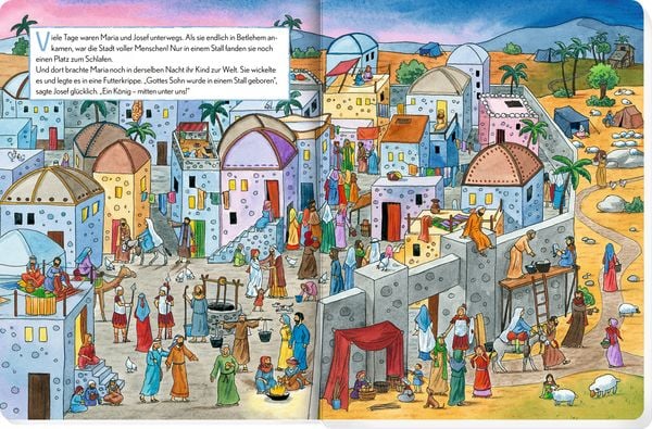 Biblische Weihnachtsgeschichte für Kinder als Wimmelbilderbuch
