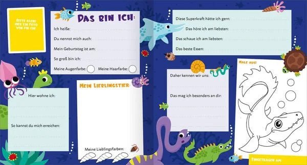 Kinder Freundebuch Dino – Seiten zum Ausmalen und Ausfüllen
