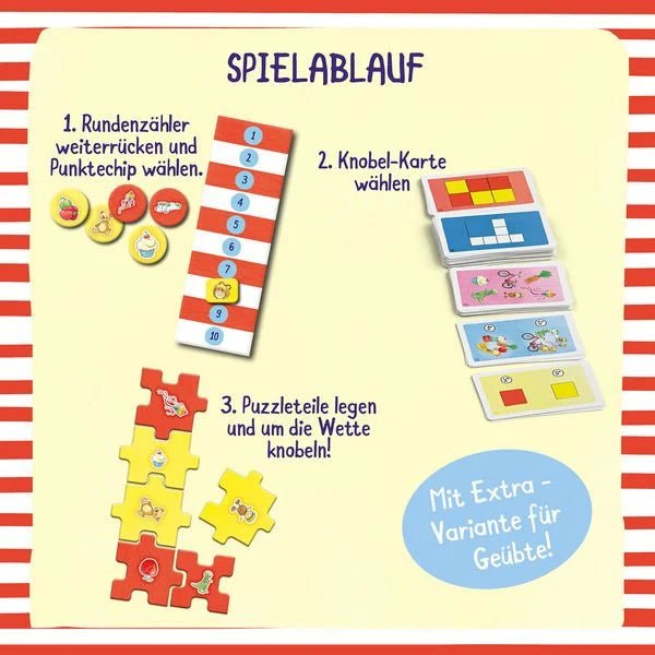 Knobelspiel ab 4 Jahren mit beidseitigen Puzzleteilen