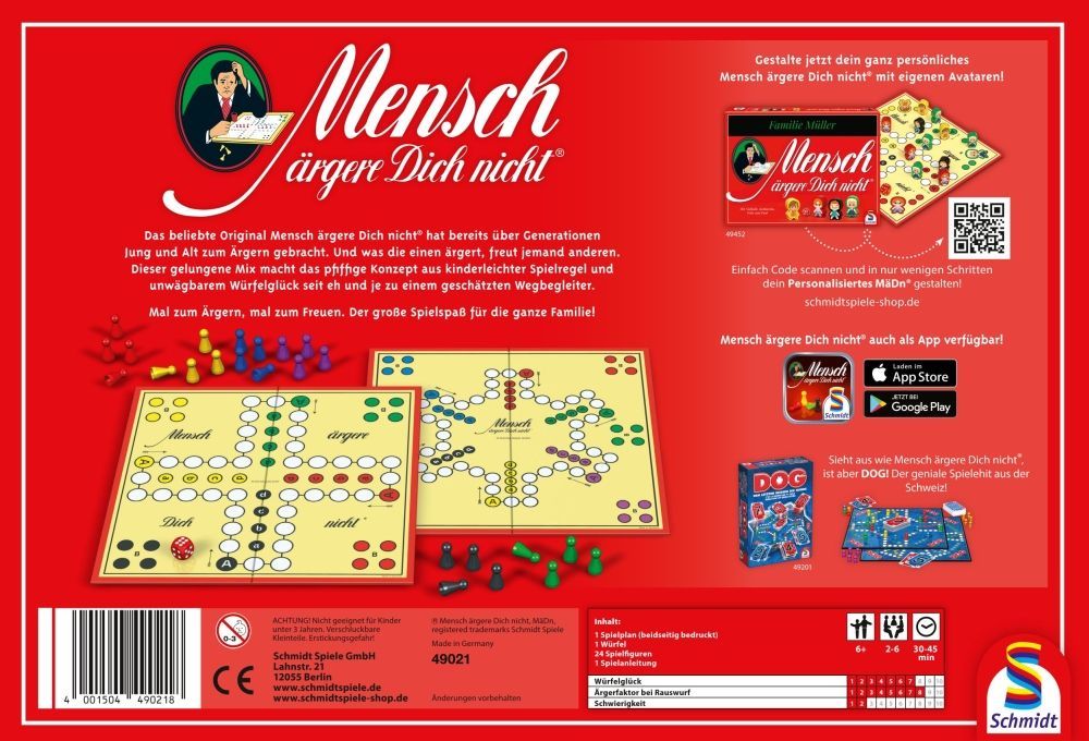 Mensch ärgere Dich nicht Standardausgabe mit Spielfiguren und Spielplan