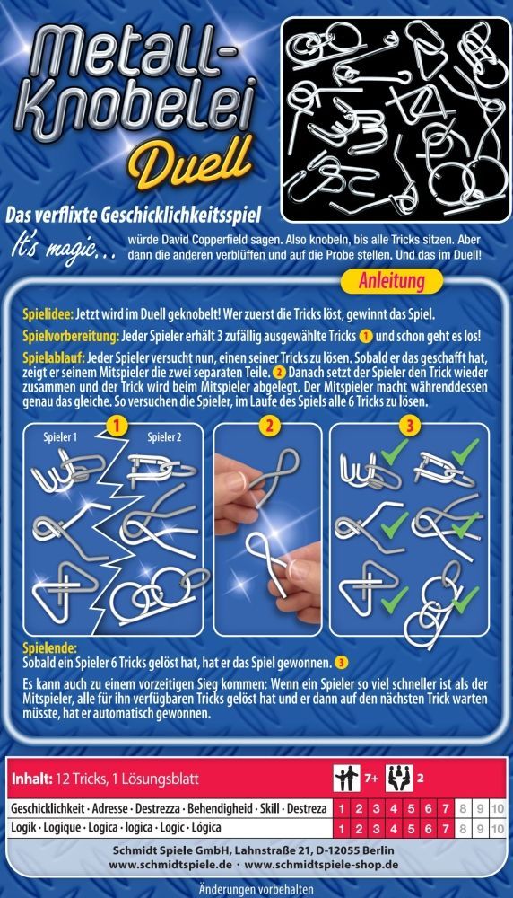 Metall-Knobelei Reisespiel ab 7 Jahren in praktischer Metalldose