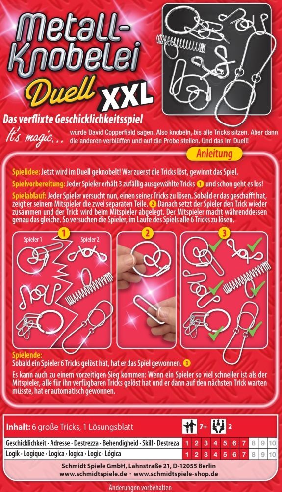 Metall-Knobelei XXL Reisespiel in Metalldose ab 7 Jahren