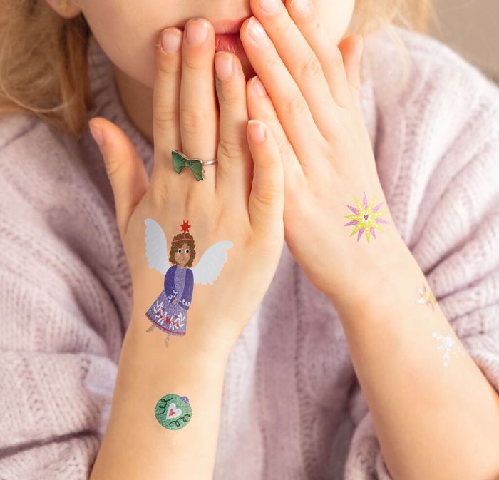 Glitzer Metallic Tattoos Weihnachten für Kinder 6-10 Jahre

