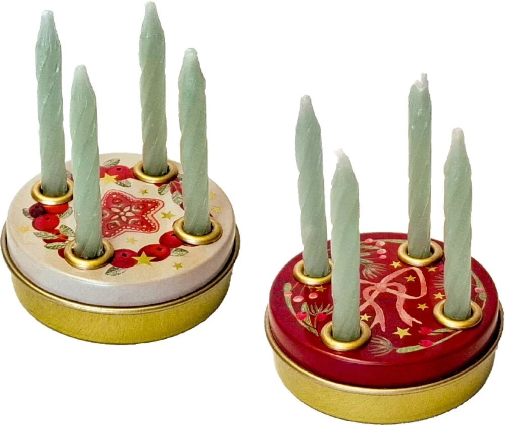 Mini-Adventskranz Festliche Weihnachten in Dose mit 4 Kerzen